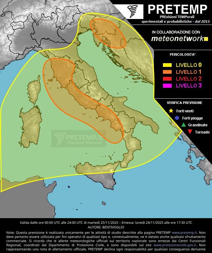 Mappa previsione del 25 novembre 2025