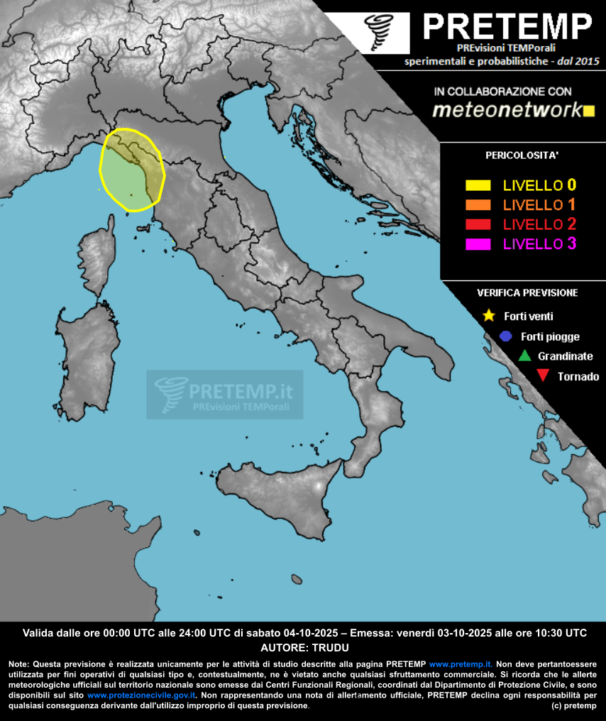 Mappa previsione del 04 ottobre 2025