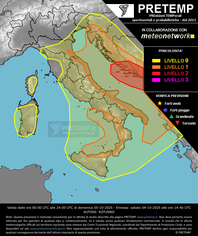 Mappa previsione del 05 ottobre 2025