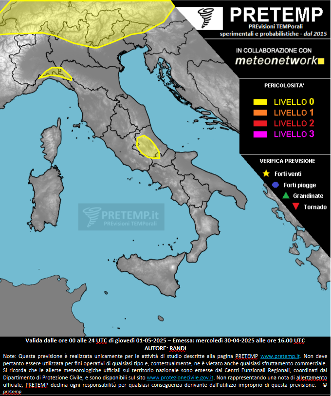 Mappa previsione del 01 maggio 2025