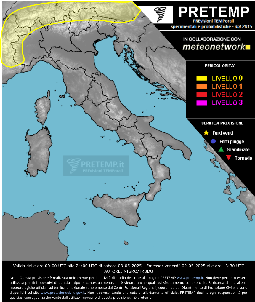 Mappa previsione del 03 maggio 2025
