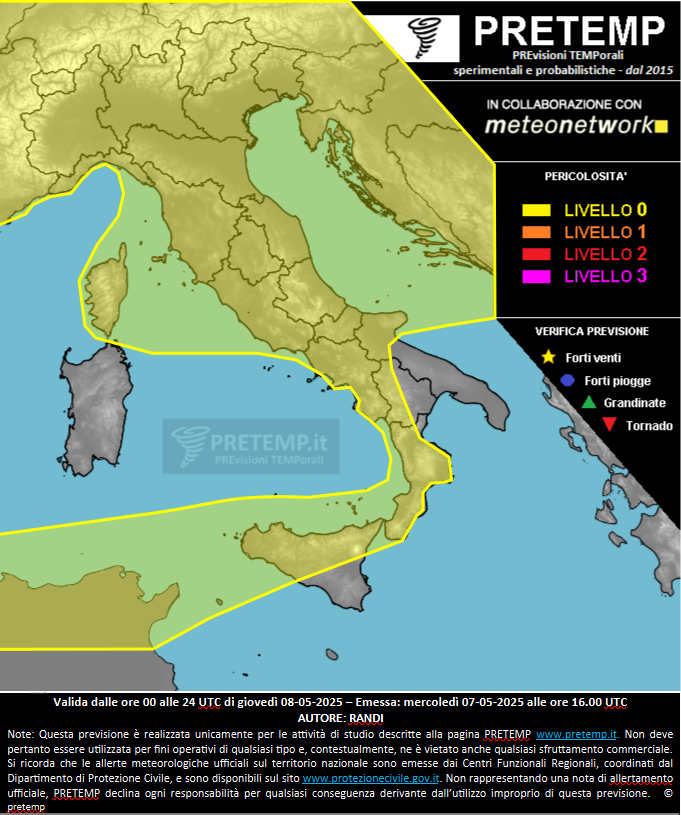 Mappa previsione del 08 maggio 2025