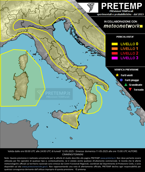 Mappa previsione del 12 maggio 2025