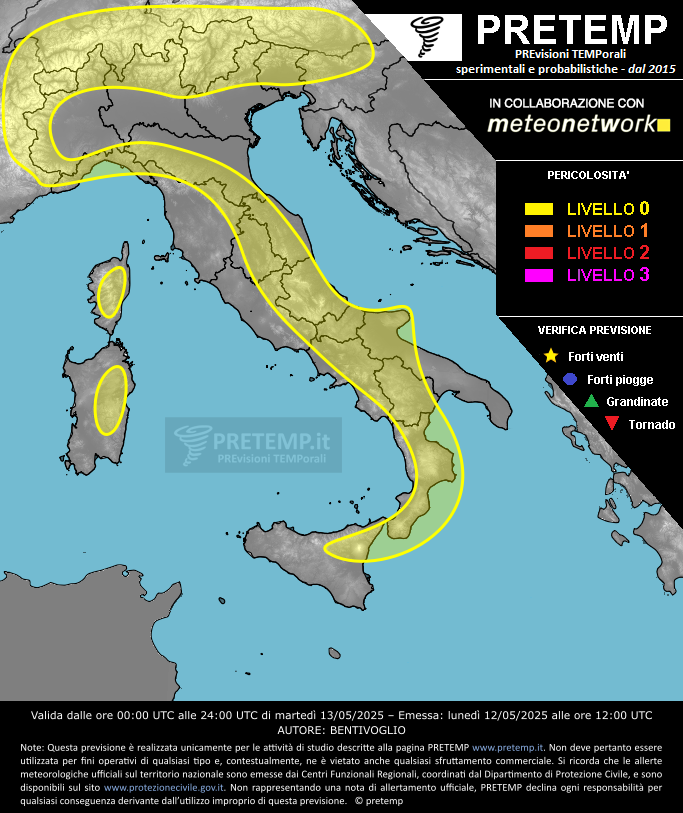 Mappa previsione del 13 maggio 2025