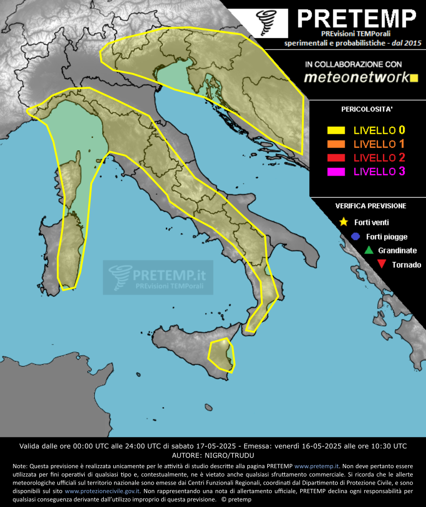 Mappa previsione del 17 maggio 2025