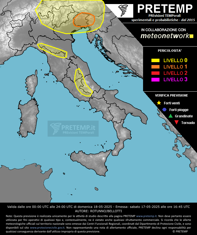 Mappa previsione del 18 maggio 2025