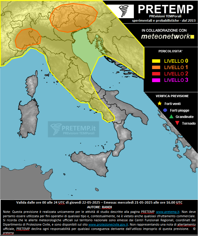 Mappa previsione del 22 maggio 2025