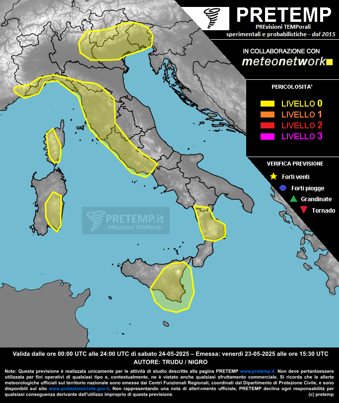 Mappa previsione del 24 maggio 2025