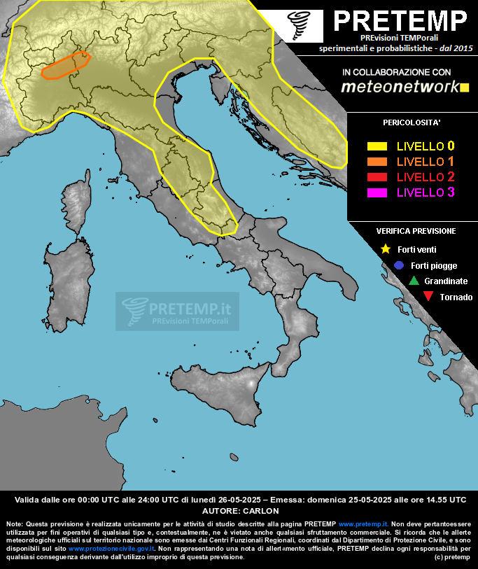 Mappa previsione del 26 maggio 2025