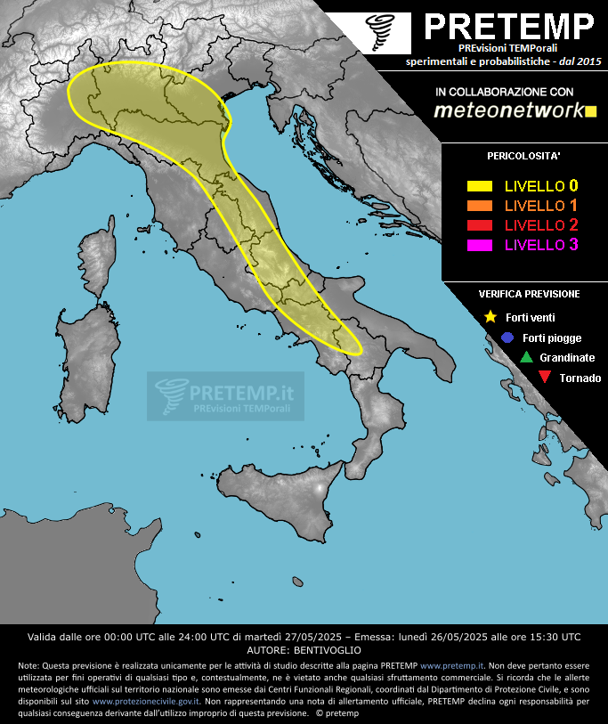 Mappa previsione del 27 maggio 2025