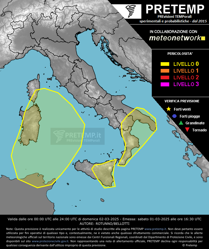 Mappa previsione del 02 marzo 2025