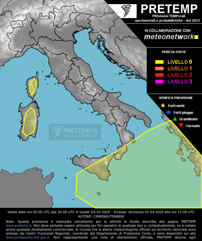 Mappa previsione del 03 marzo 2025