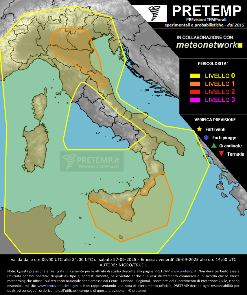 Mappa previsione del 27 settembre 2025
