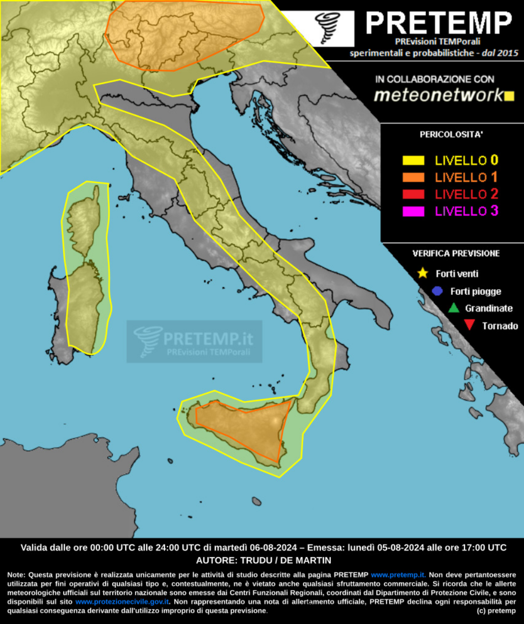 Mappa previsione del 06 agosto 2024