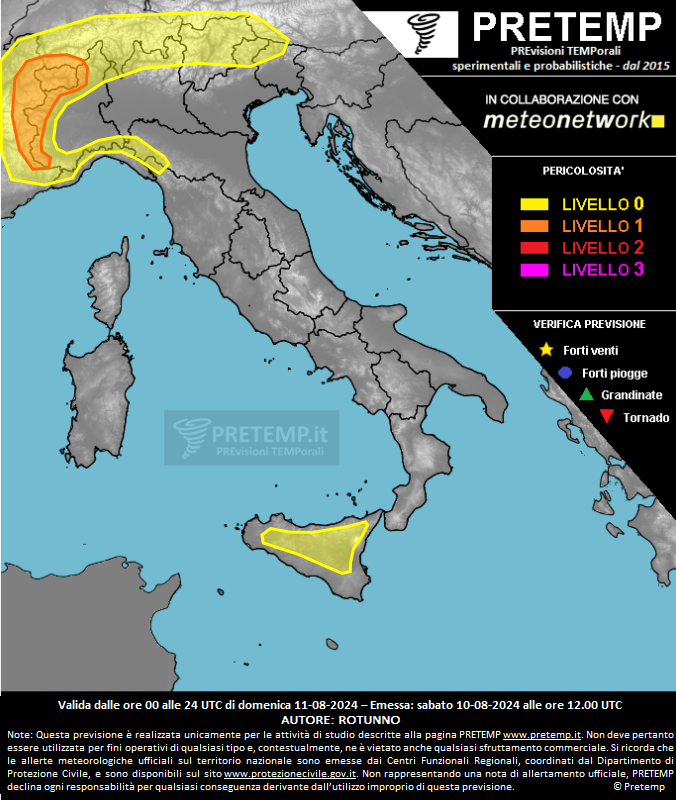 Mappa previsione del 11 agosto 2024