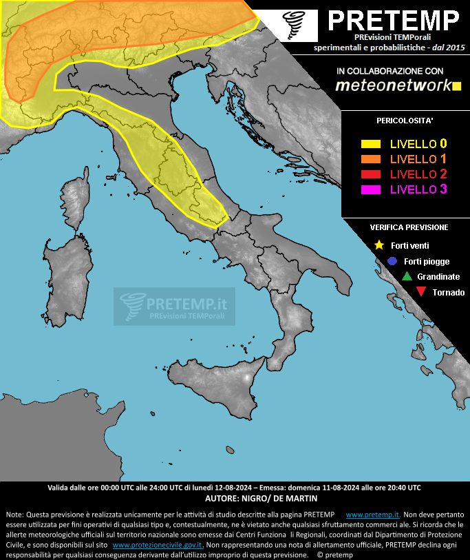 Mappa previsione del 12 agosto 2024