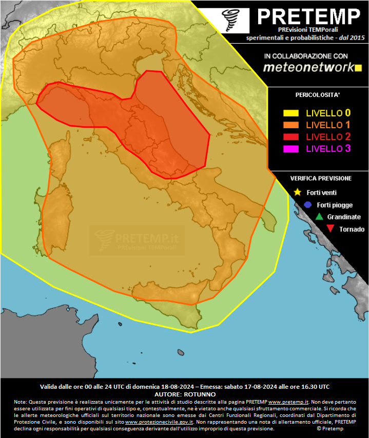 Mappa previsione del 18 agosto 2024