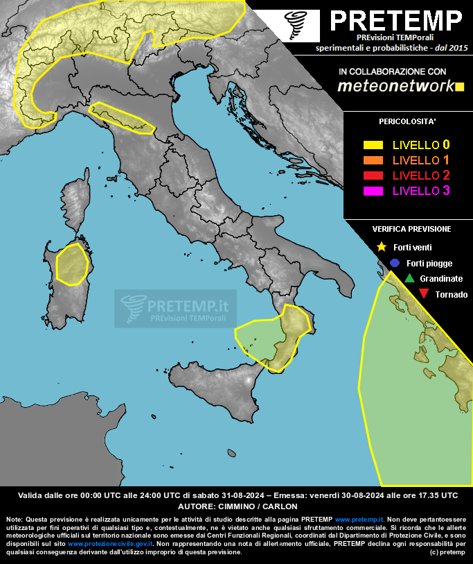 Mappa previsione del 31 agosto 2024