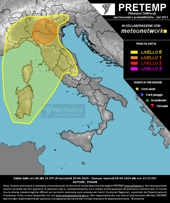 Mappa previsione del 10 aprile 2024