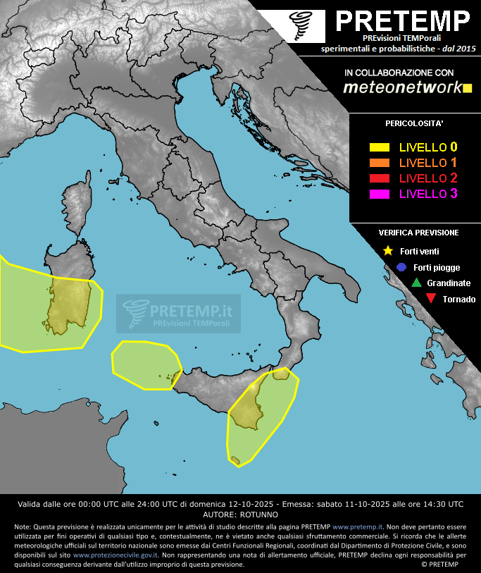 Mappa previsione del 12 ottobre 2025