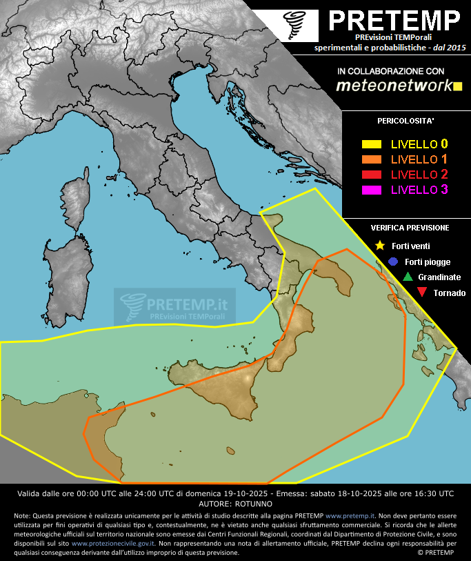 Mappa previsione del 19 ottobre 2025