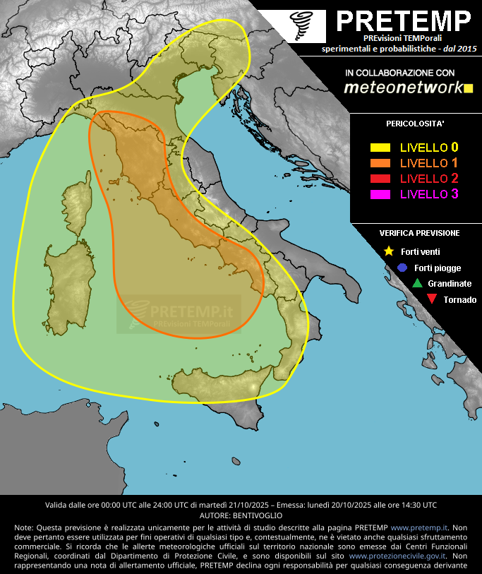 Mappa previsione del 21 ottobre 2025