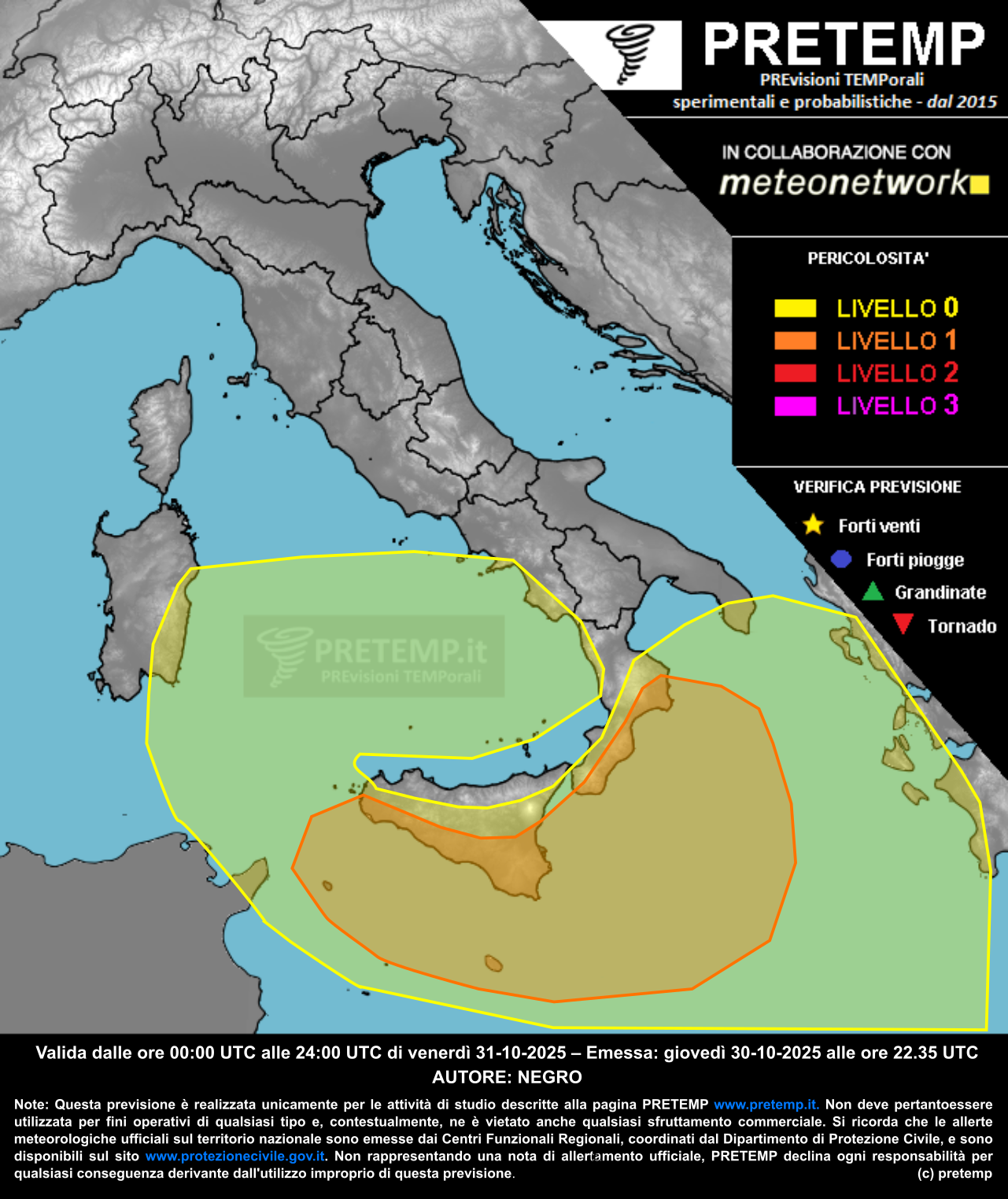 Mappa previsione del 31 ottobre 2025