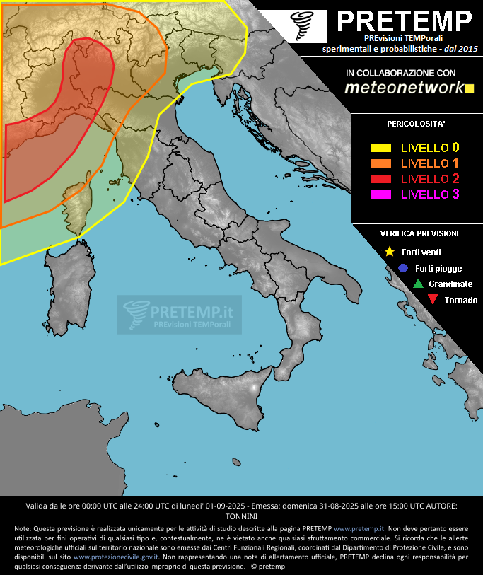 Mappa previsione del 01 settembre 2025