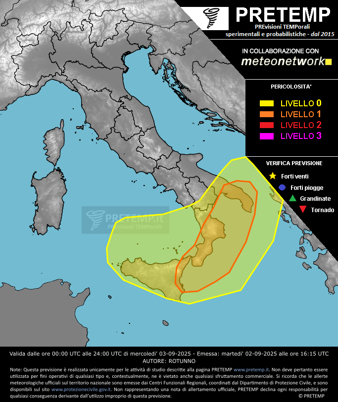 Mappa previsione del 03 settembre 2025