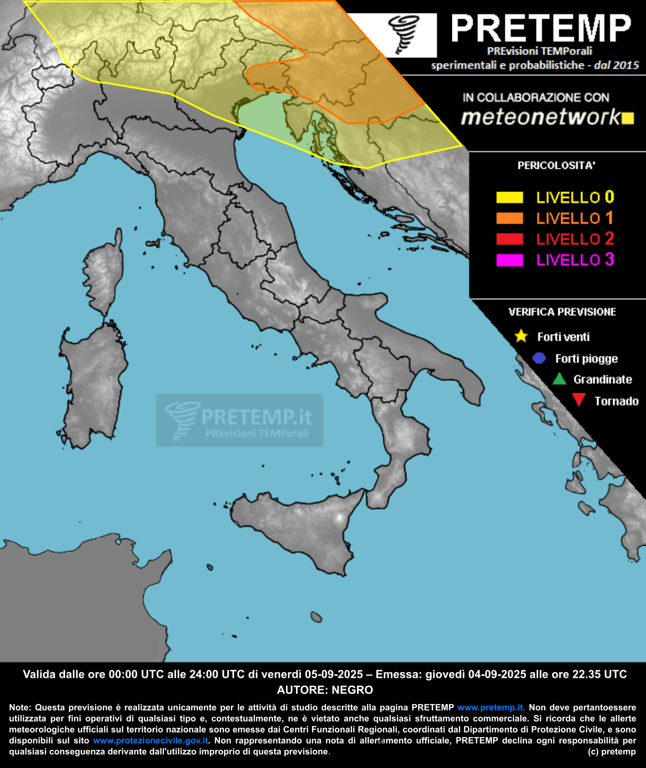 Mappa previsione del 05 settembre 2025