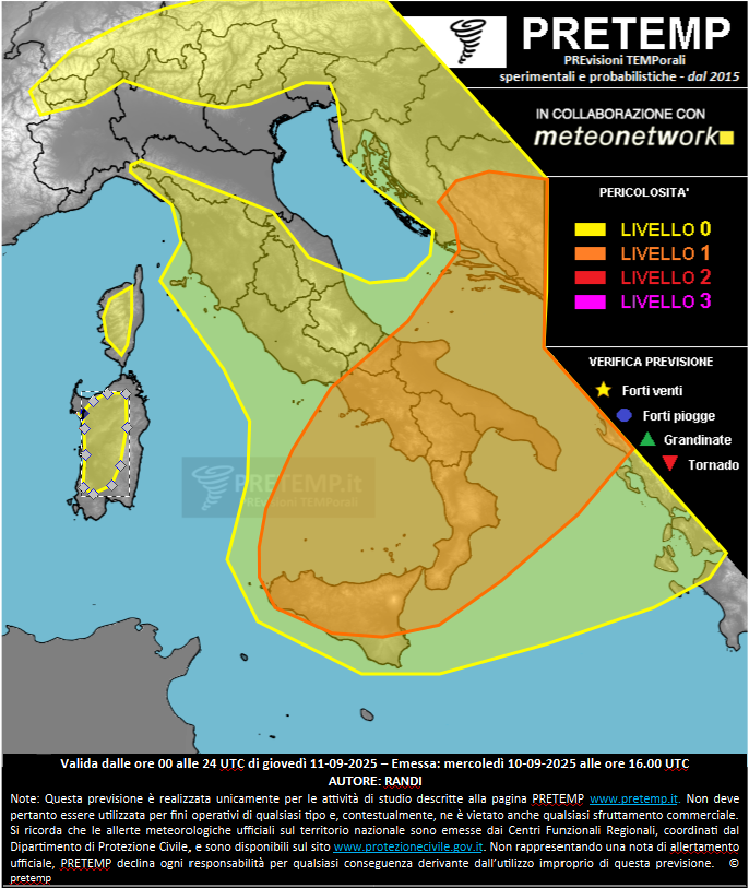 Mappa previsione del 11 settembre 2025