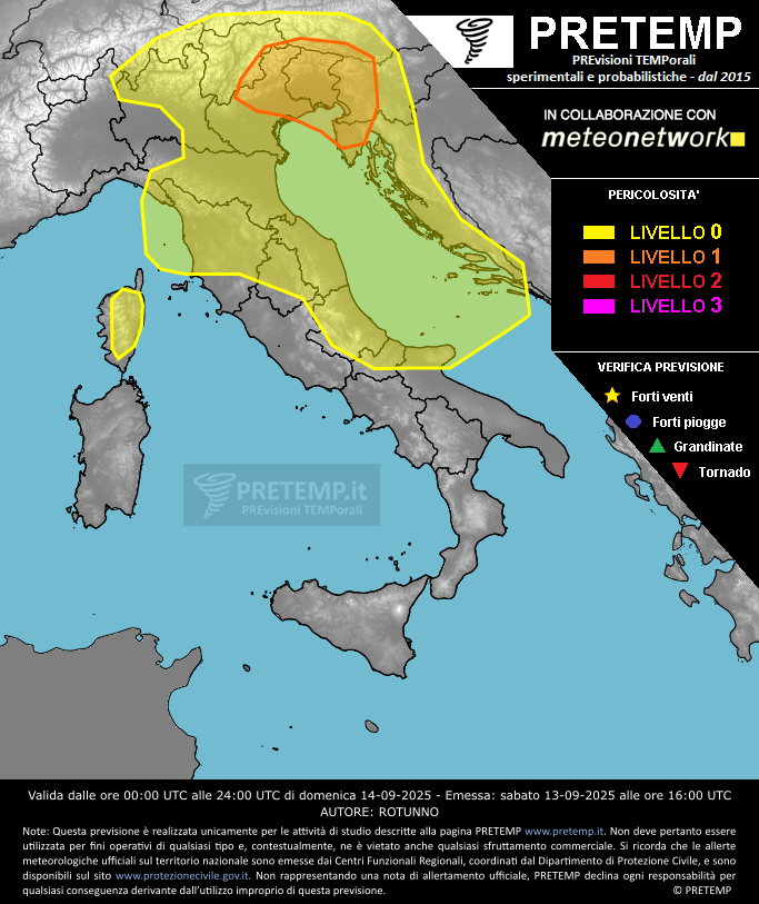 Mappa previsione del 14 settembre 2025