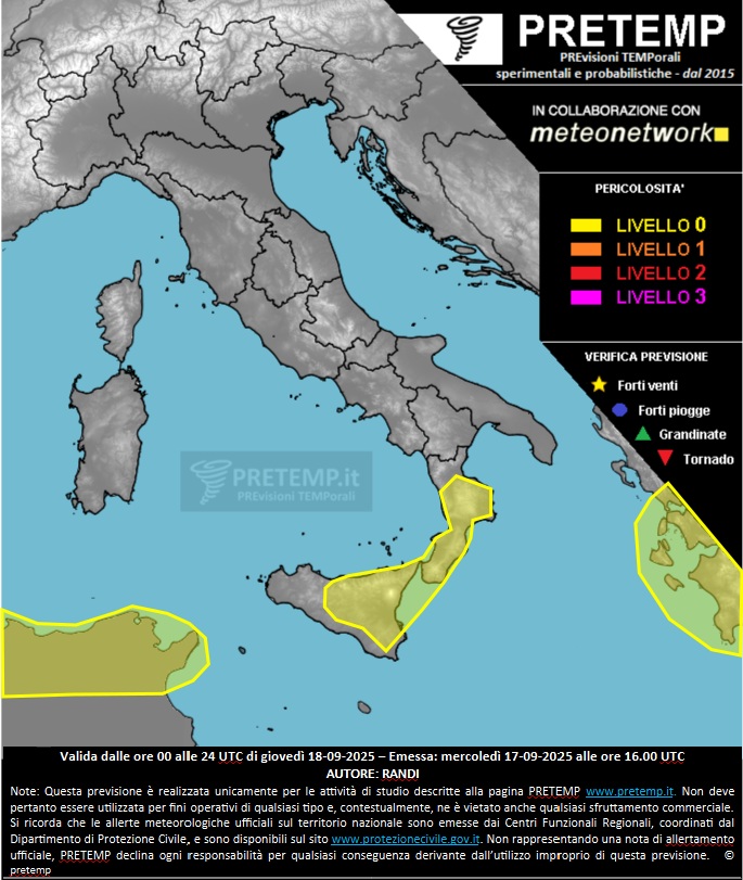 Mappa previsione del 18 settembre 2025
