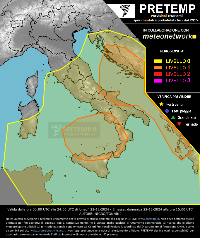 Mappa previsione del 23 dicembre 2024