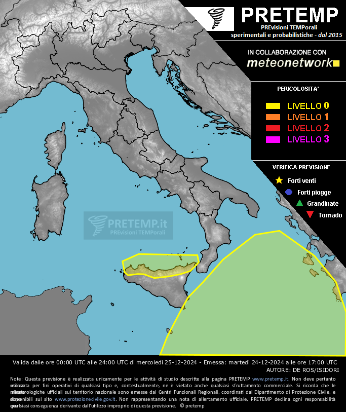 Mappa previsione del 25 dicembre 2024