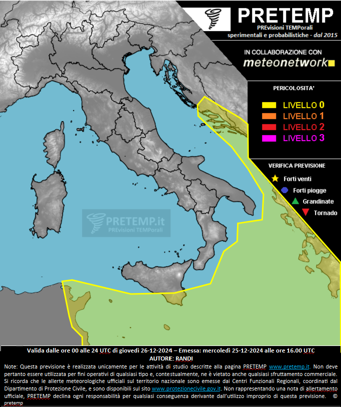 Mappa previsione del 26 dicembre 2024
