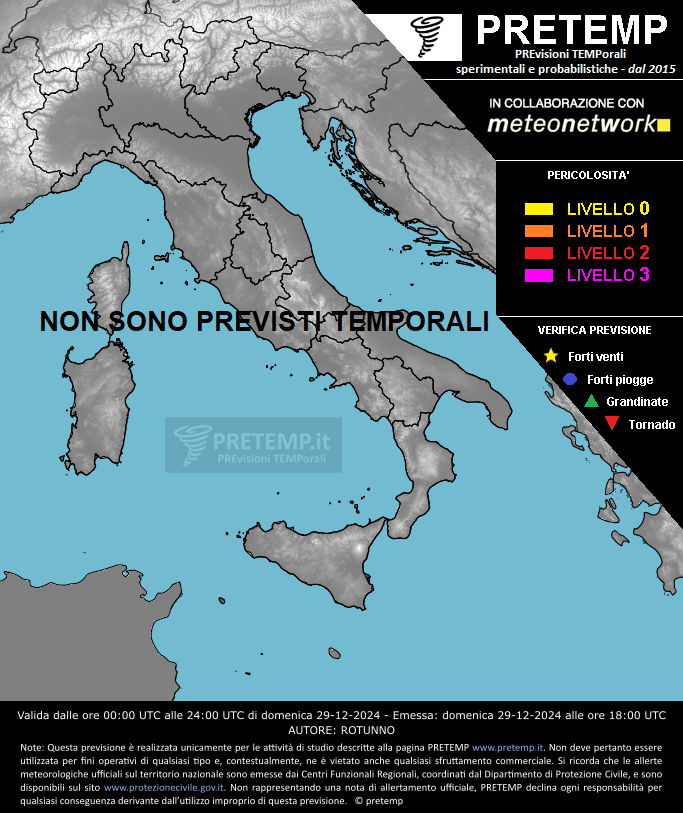 Mappa previsione del 29 dicembre 2024