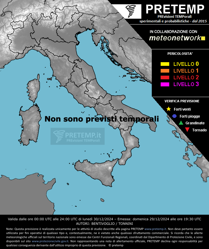 Mappa previsione del 30 dicembre 2024