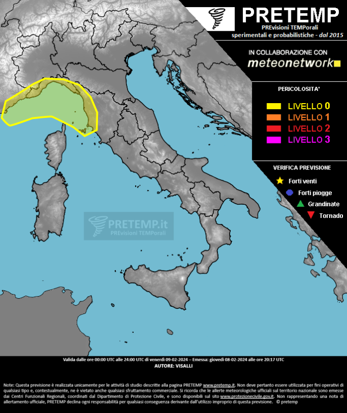 Mappa previsione del 09 febbraio 2024