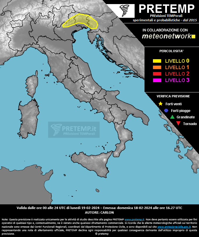 Mappa previsione del 19 febbraio 2024