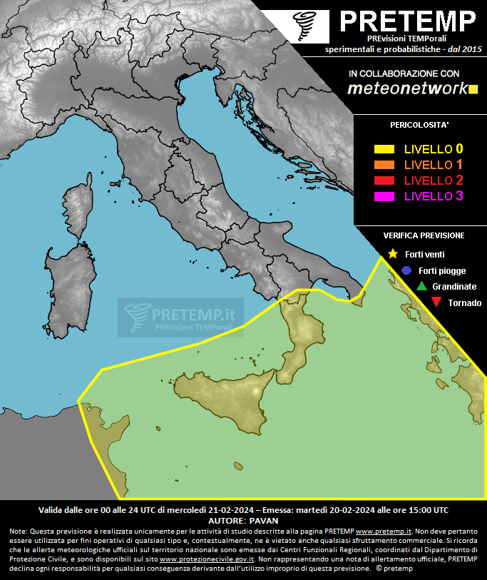 Mappa previsione del 21 febbraio 2024