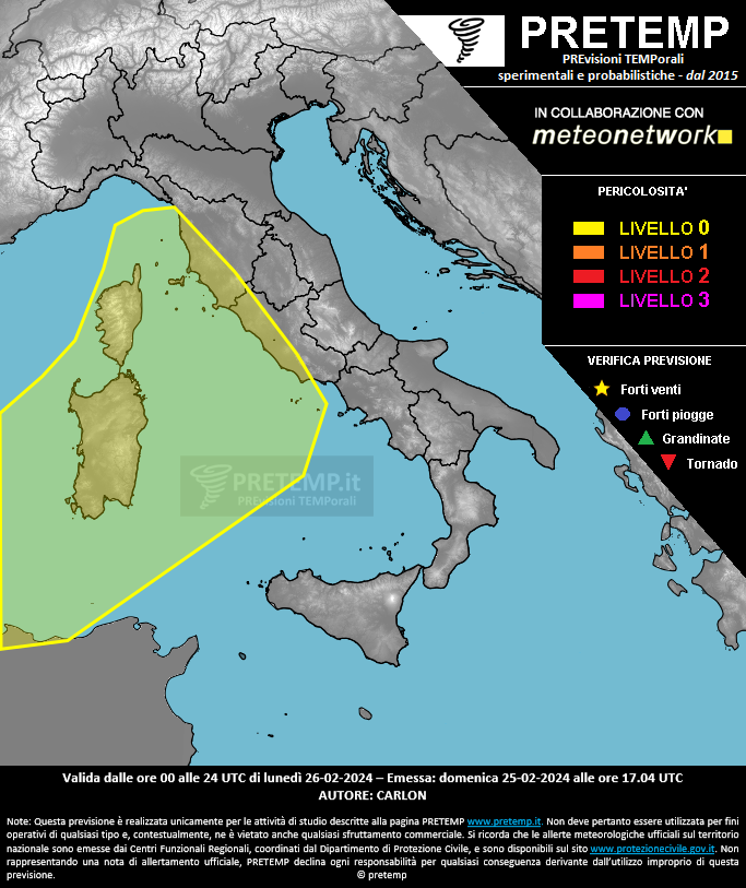 Mappa previsione del 26 febbraio 2024