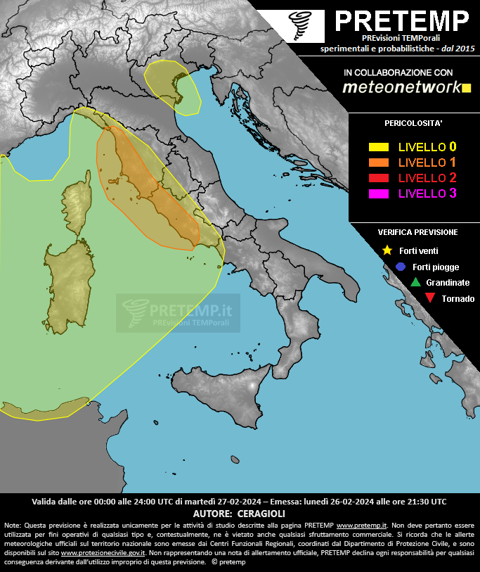 Mappa previsione del 27 febbraio 2024