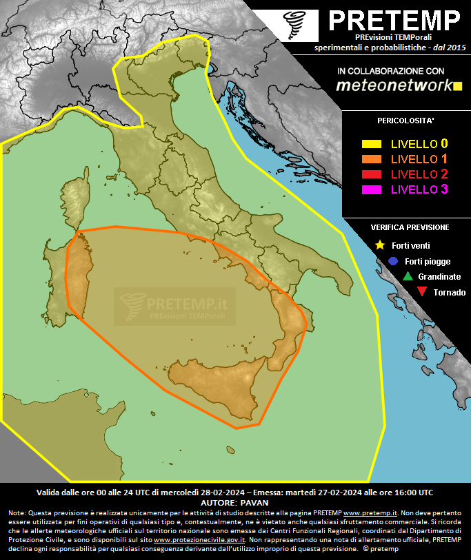 Mappa previsione del 28 febbraio 2024