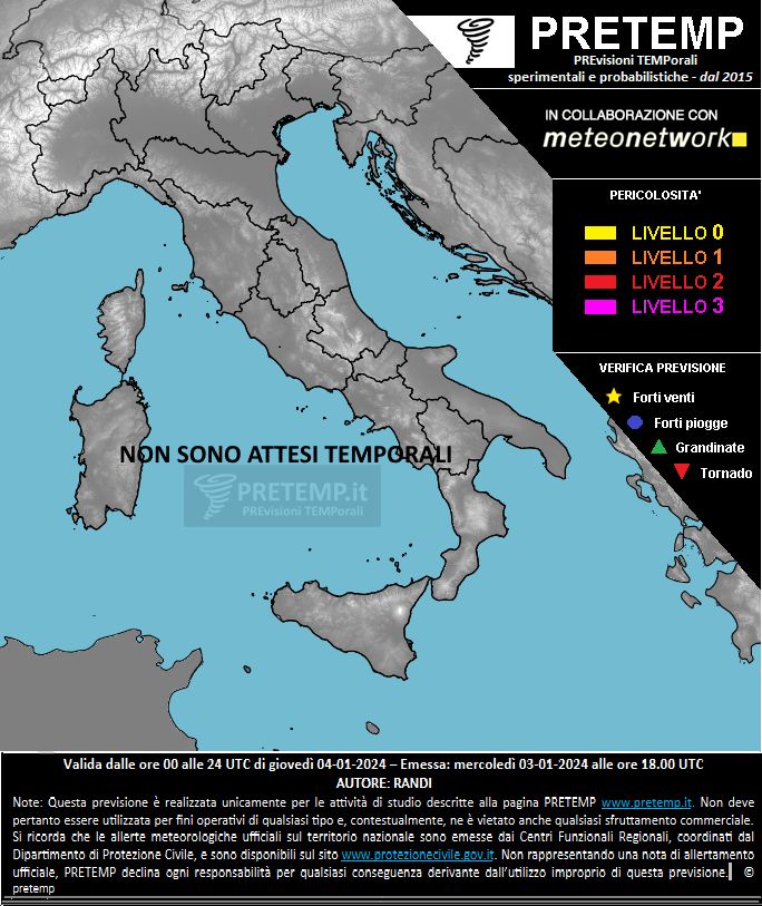 Mappa previsione del 04 gennaio 2024