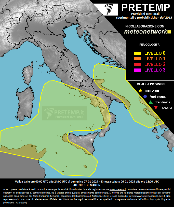 Mappa previsione del 07 gennaio 2024