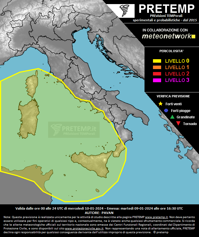 Mappa previsione del 10 gennaio 2024