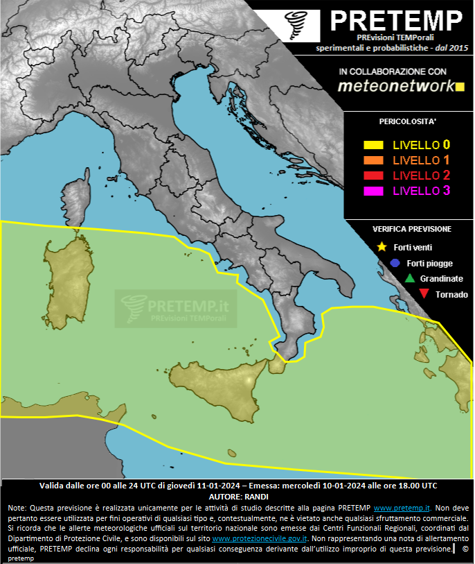 Mappa previsione del 11 gennaio 2024