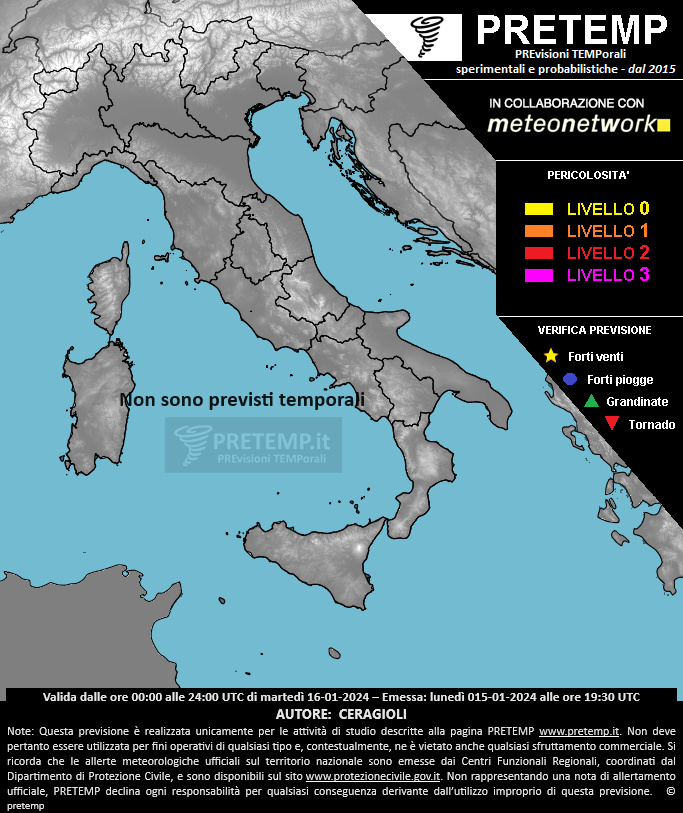 Mappa previsione del 16 gennaio 2024