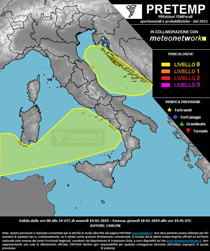 Mappa previsione del 19 gennaio 2024
